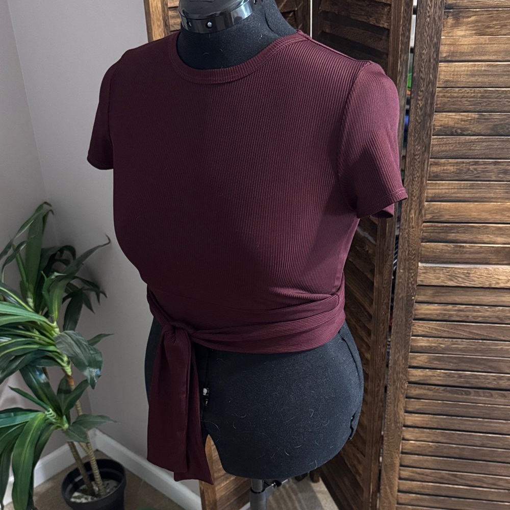 Windsor Burgundy Tie-Back Crop Top